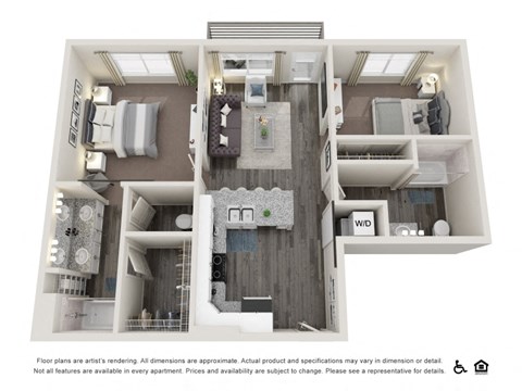 a 3d floor plan of a 2100 sq. ft. apartment at Copper 87, Utah, 84088